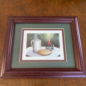 Moravian Love Feast signed print framed and matted vintage Patty Bailey Sheets